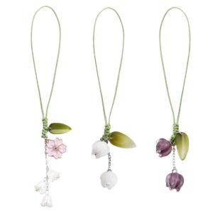 3 Pcs Tulip Flower Mobile Phone Pendant, Decorative Charms for Cellular Telephones, Suitable for Keychain, Backpack, Wallet Decoration