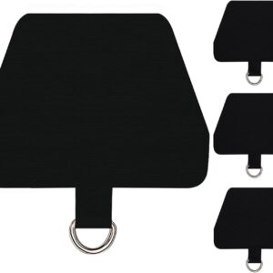 COCASES 4 Pack Phone Tether Tab, Phone Strap Replacement Part for Cell Phone, Safety Lanyard Patch (Black x4)
