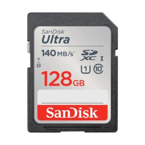 SanDisk 128GB Ultra SDXC UHS-I Memory Card, Up to 140MB/s, C10, U1, Full HD, SD Card, SDSDUNB-128G-GN6IN