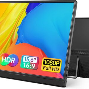 Yxk Portable Monitor 15.6 Inch 1080P 60Hz IPS HDR Ultra-Slim Travel Monitor with Dual Speakers USB-C HDMI Second Screen for Laptop PC Mac Phone Xbox PS4/5 Switch, VESA Kickstand, Zero Frame Gaming