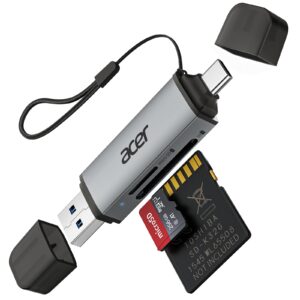 acer SD Card Reader USB C, Dual Slots USB Type C to Micro SD Card Adapter