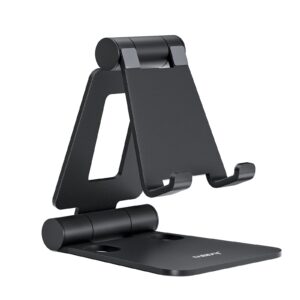 Nulaxy Full Aluminum Dual Folding Cell Phone Stand for Desk, Black