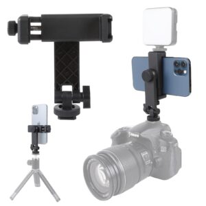 Multifunctional Universal Cell Phone Tripod Mount Adapter 360 Rotation Camera Hot Shoe Phone Holder Compatible with Canon Nikon Sony DSLR