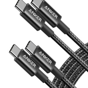 Anker USB C to USB C Cable, 60W Fast Charging Cable (2-Pack, 6 ft, Black)