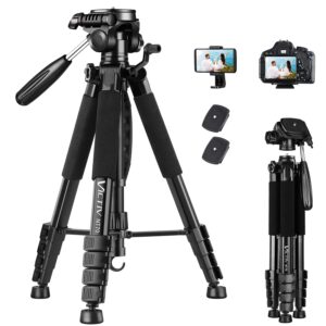 VICTIV 74” Camera Tripod, Tripod for Camera and Phone with Phone Holder