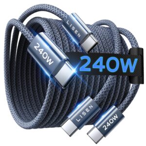 LISEN USB C to USB C Cable, 240W Fast Charging Type C Charger Cord (6.6FT)